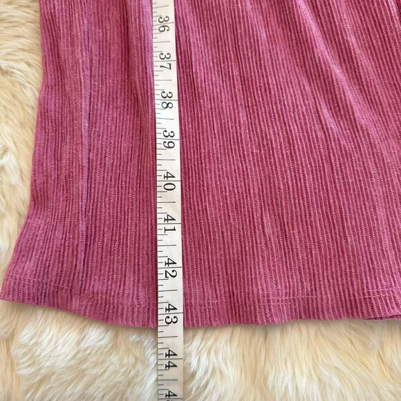 Zara Pink Ribbed High Waist Wide Leg Pull On Pants Large Side Slits - Picture 9 of 13